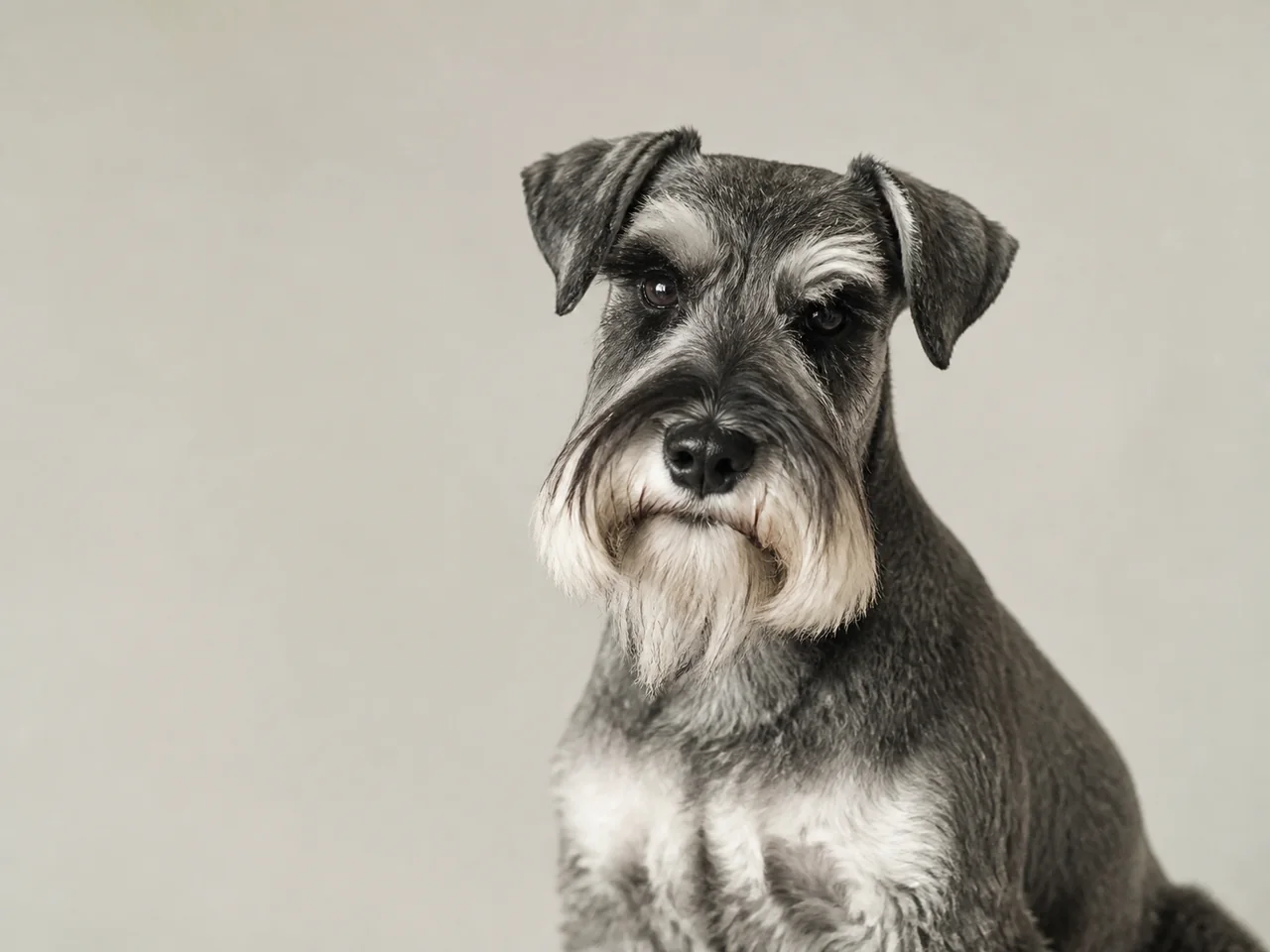 Healthy adult Miniature Schnauzer breed portrait