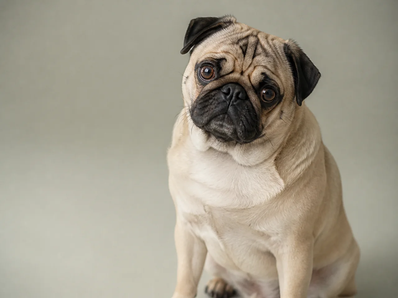 Healthy adult Pug breed portrait