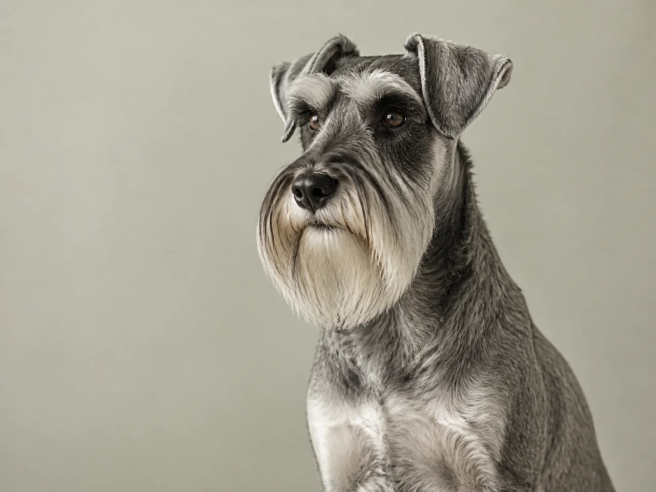 Healthy adult Standard Schnauzer breed portrait
